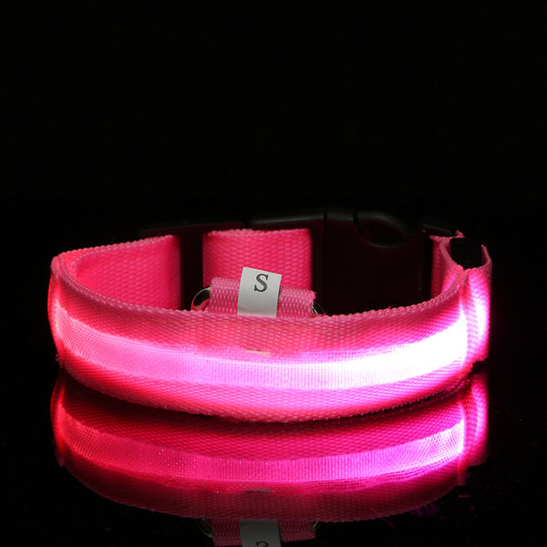 LED 애견 강아지 목줄(S) (핑크) 불빛 애완견목줄