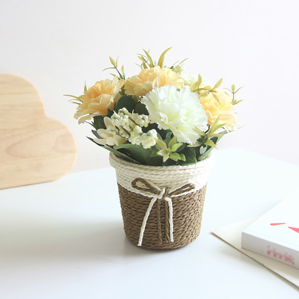 프리티플 카네이션 조화 화분(옐로우) 꽃 소품장식